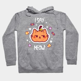 Cute pumpkin cat Halloween illustration Hoodie